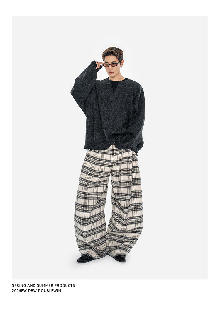 Oversized Wool-Blend V-Neck Sweater