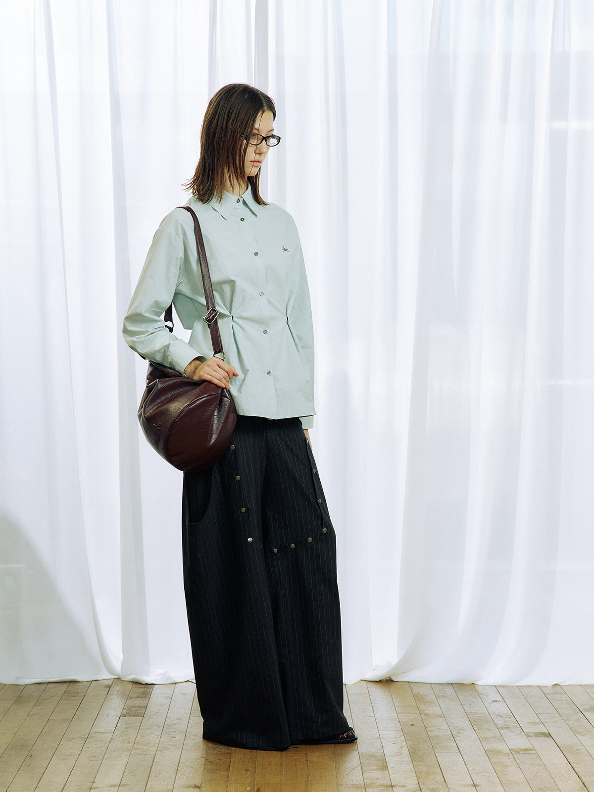 Detachable Retro Striped Wide-Leg Pants