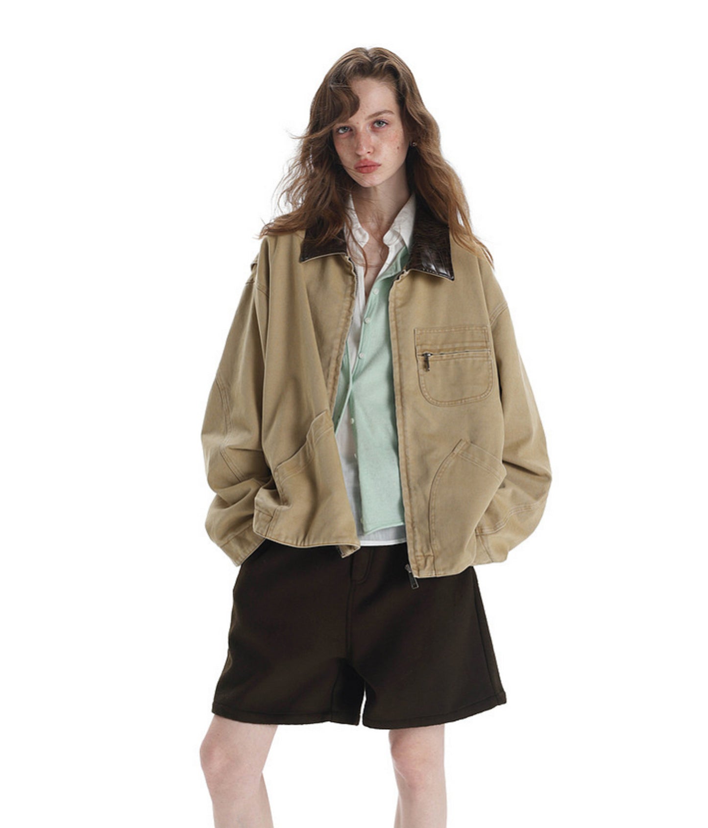 Faux Crocodile Leather Patchwork Jacket