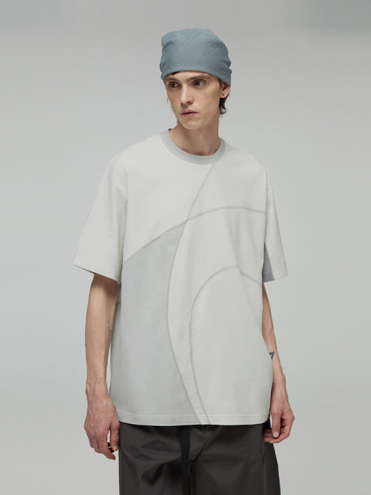 Curved Stitch Contrast T-Shirt