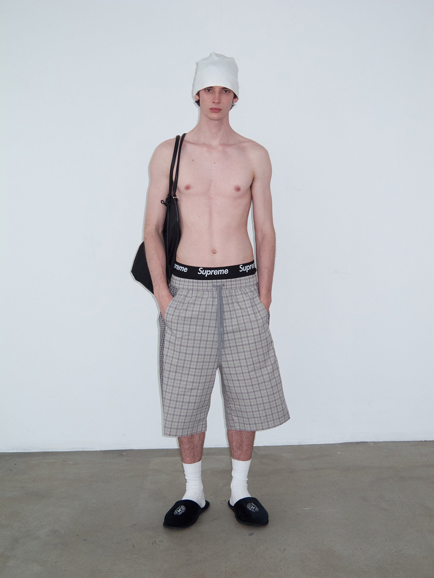 Checkered Patchwork Color-Block Shorts