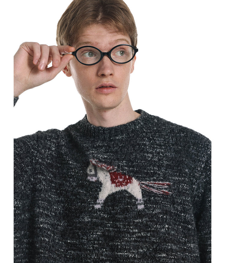 Unisex Tassel Jacquard Pony Sweater