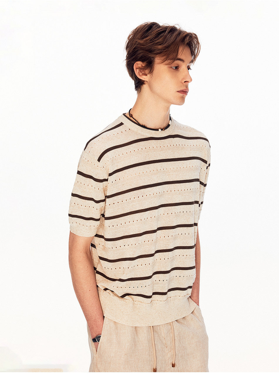 Unisex Vintage-Style Mesh-Striped Knit