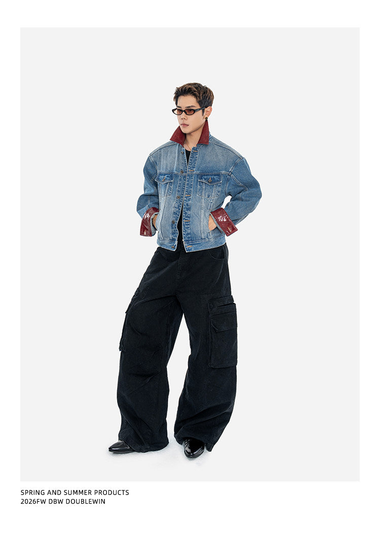 Oil-Waxed Leather Denim Jacket