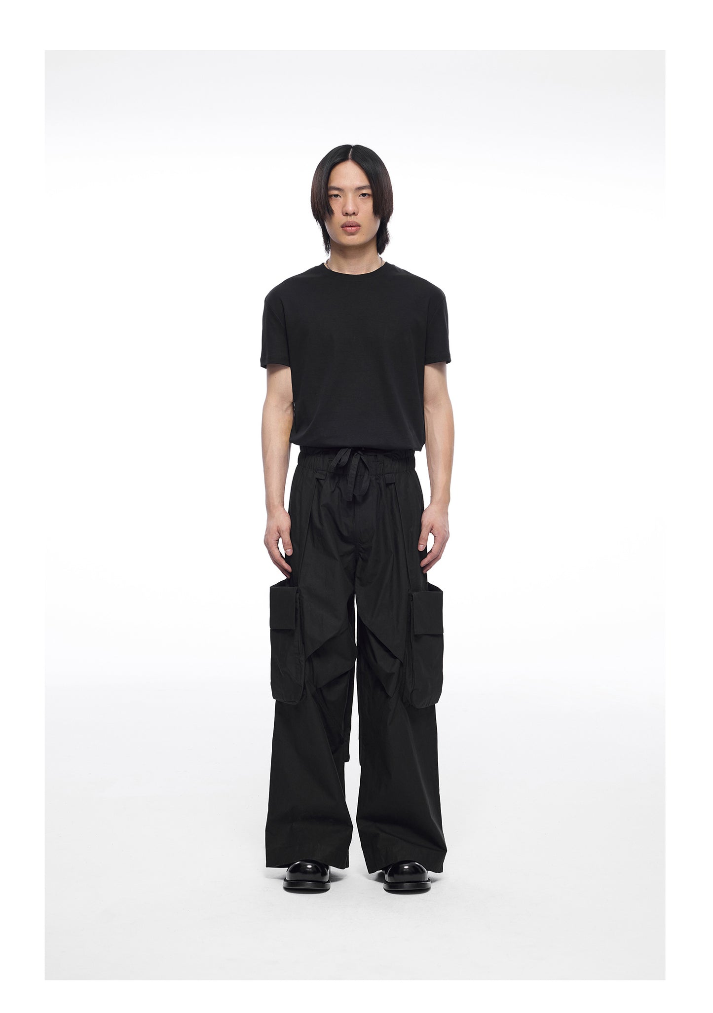 Waist elastic workwear wide pants