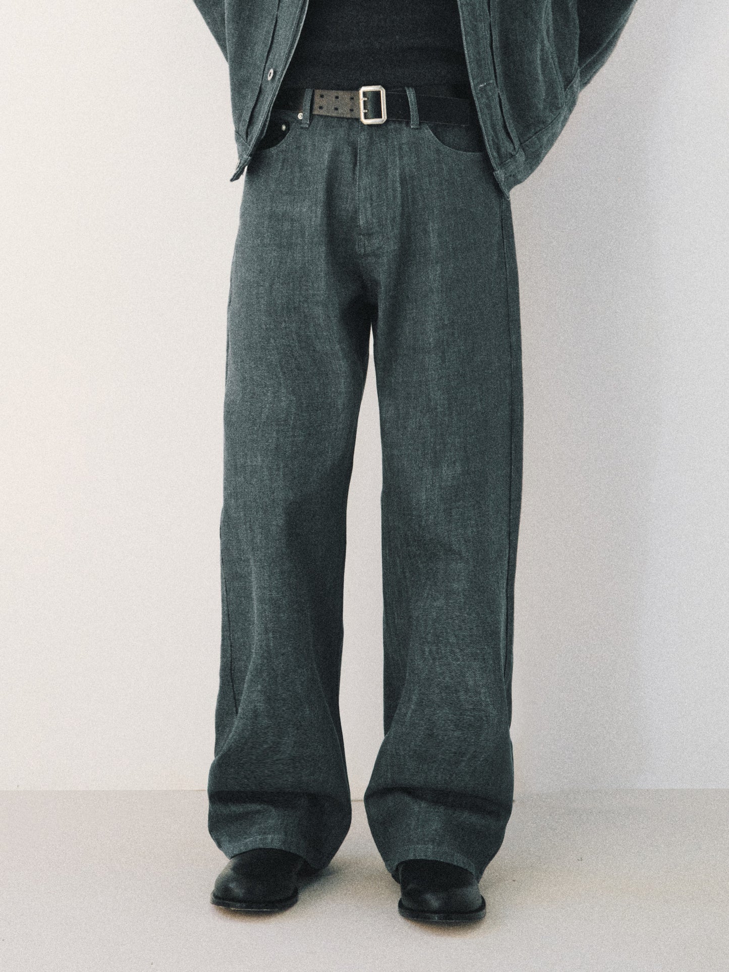 Genuine Leather Pocket Jeans