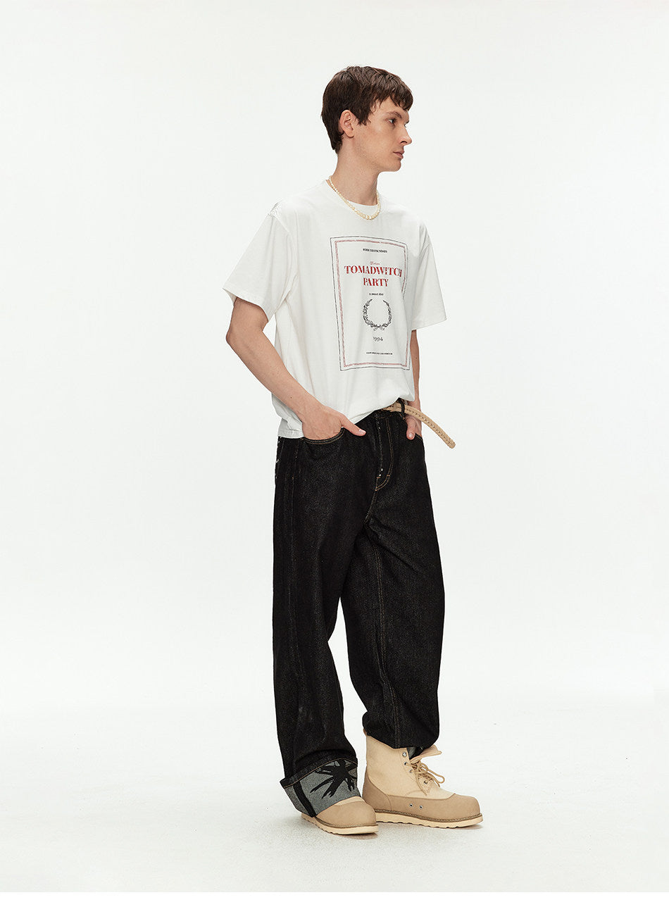 Printed Loose-Fit Drop-Shoulder T-Shirt