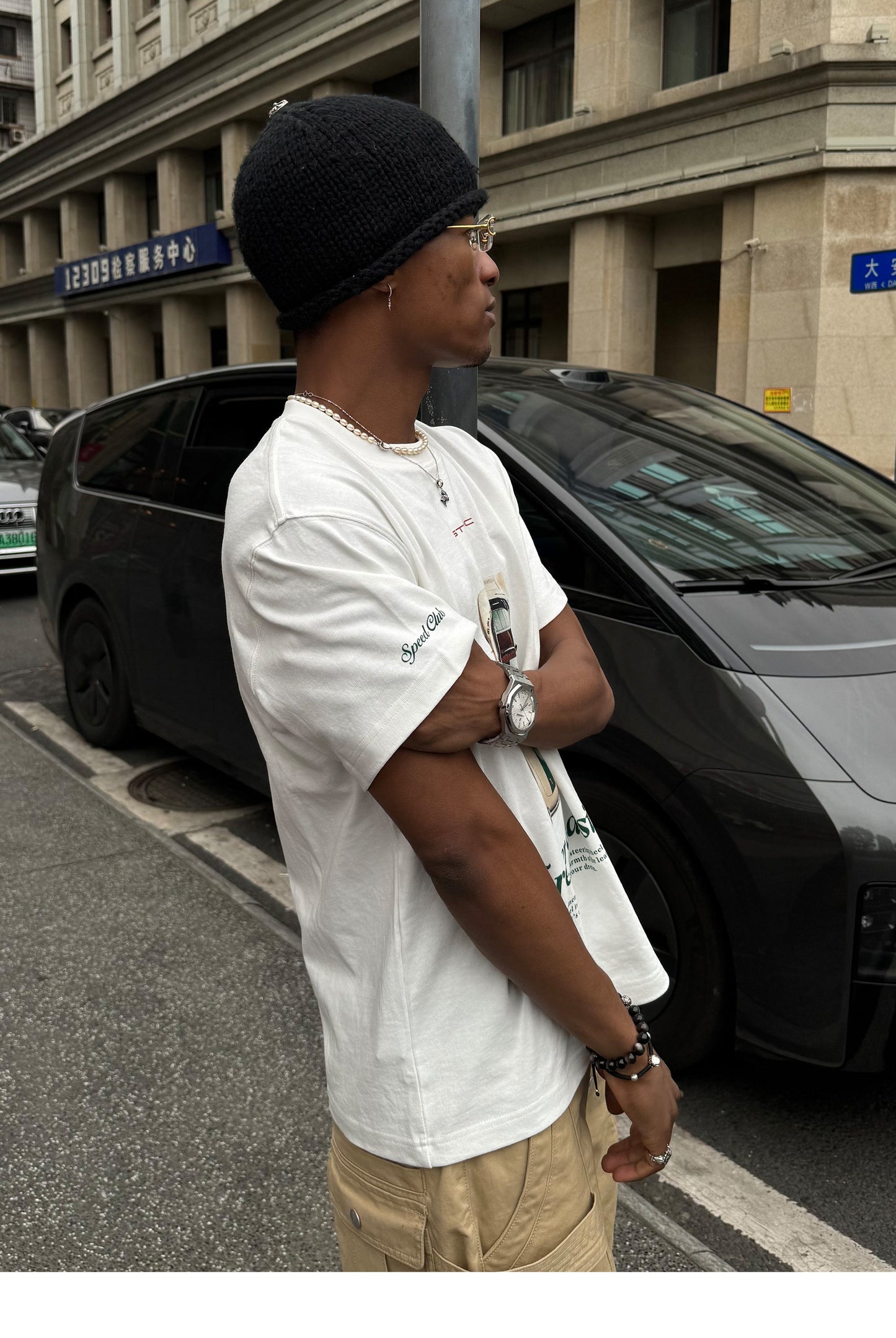 Digital Print Round-Neck Loose-Fit T-Shirt