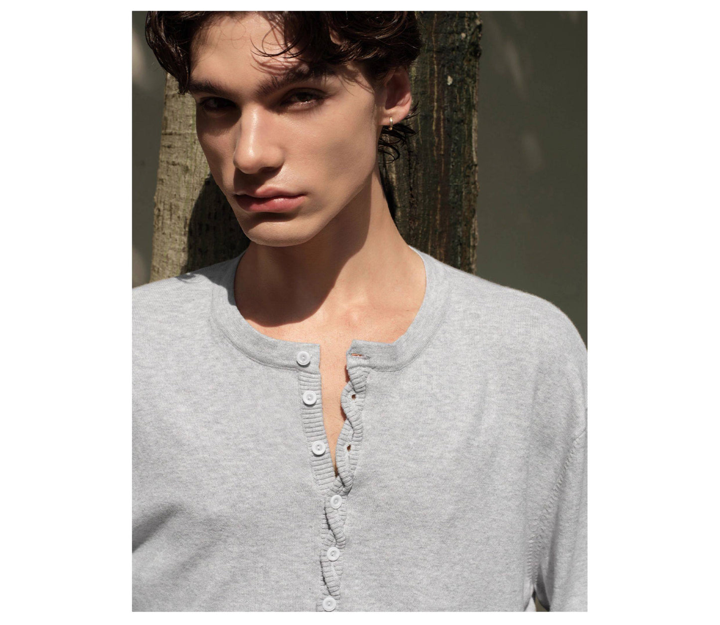 Twist Henley Collar Knit