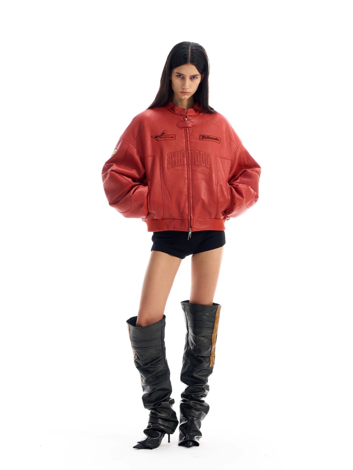 Oversized Racing Leather Jacket