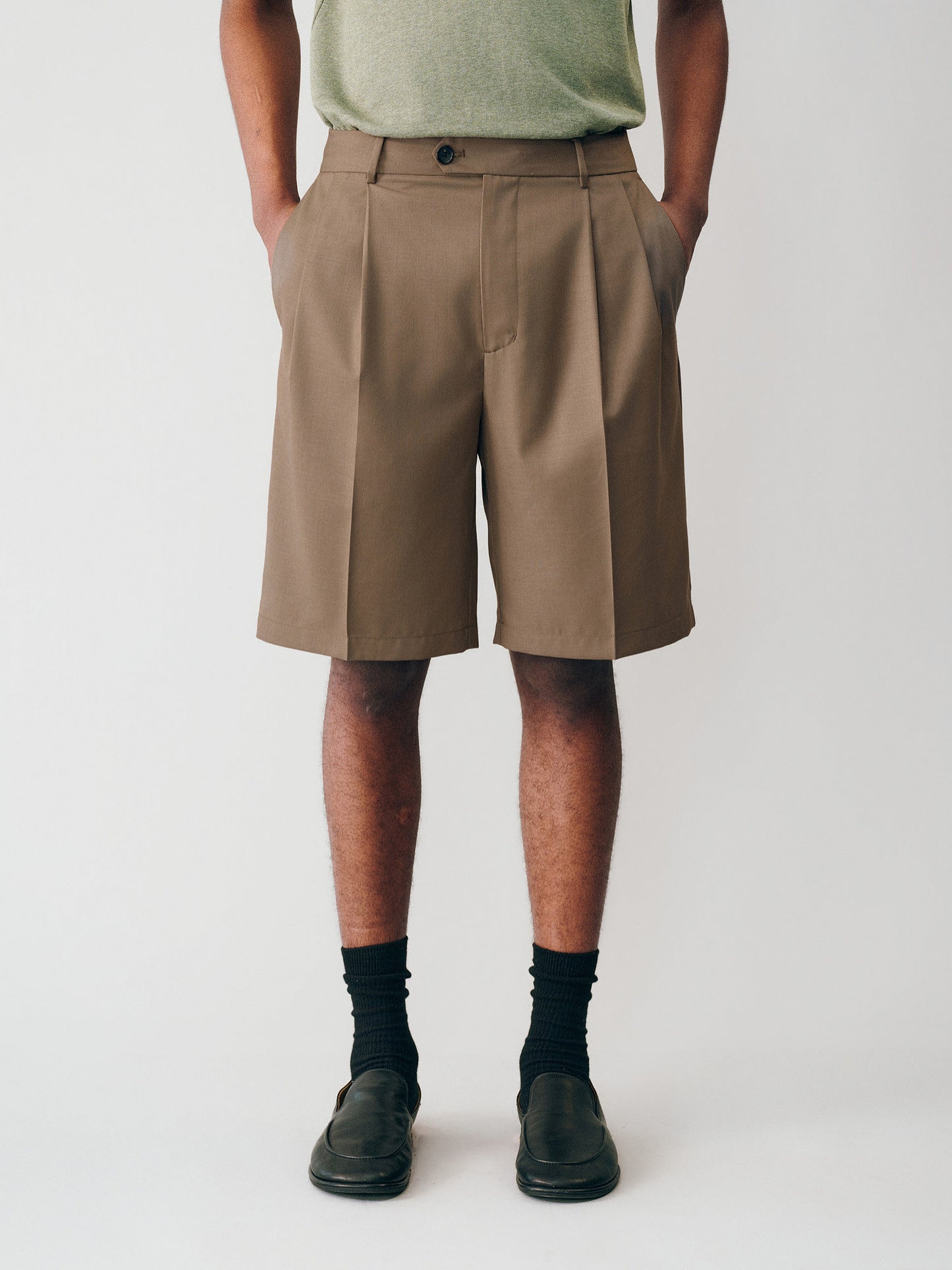 Double-Pleated Shorts