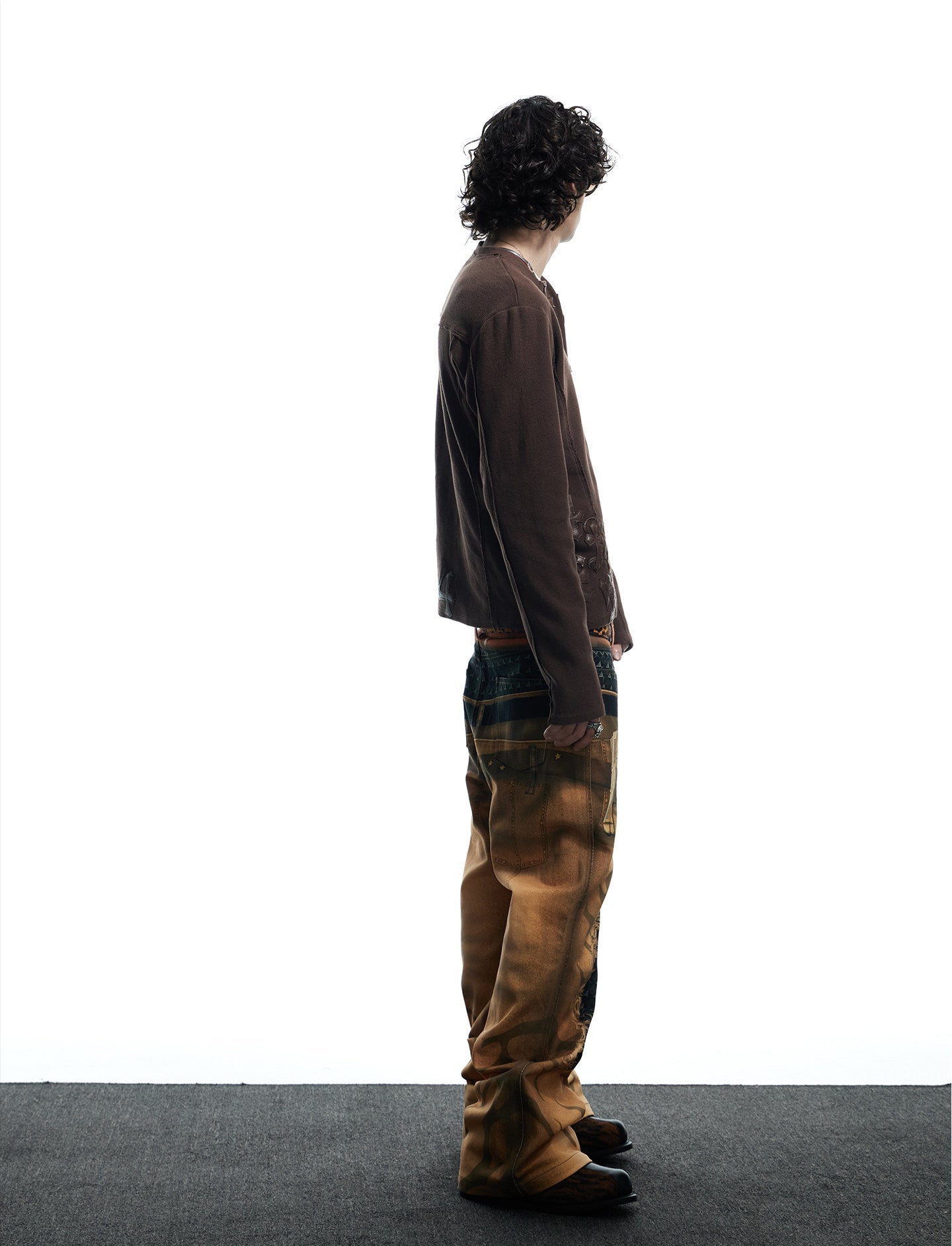 Street Style Waffle Henry Neck T-Shirt