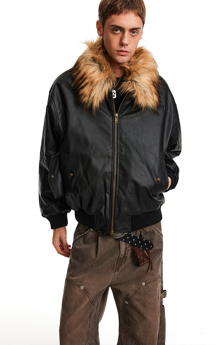 Fur Collar Leather Jacket
