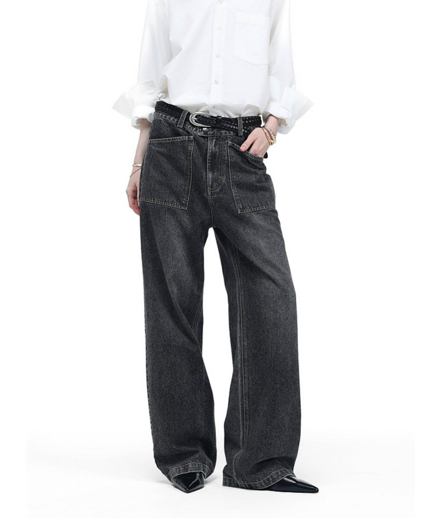 Wash-Mat Mid-Rise Straight-Leg Jeans