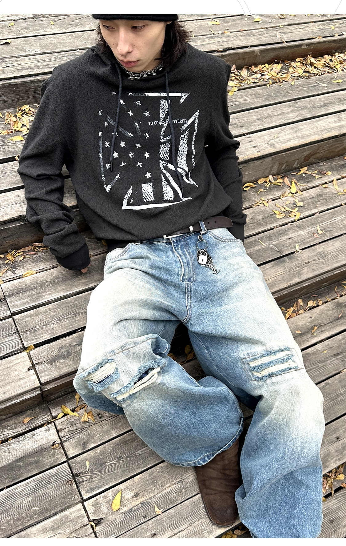 Cross-flag Print Hoodie