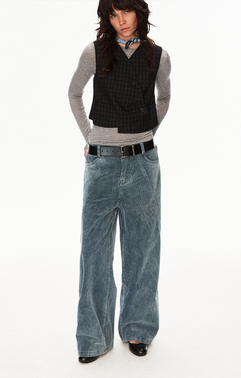 Deconstructed Washed Corduroy Pants