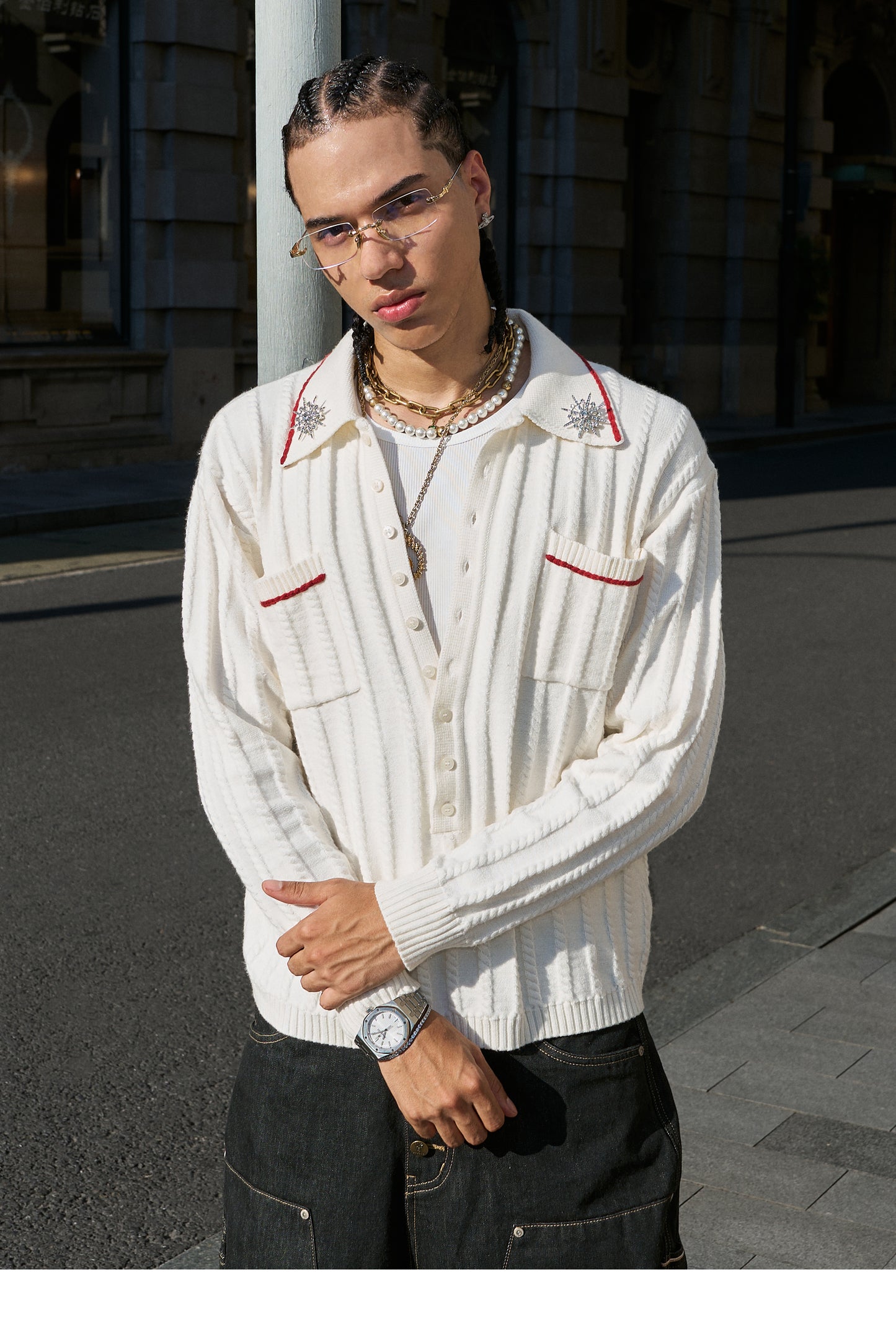 Hand-stitched Lapel Knit