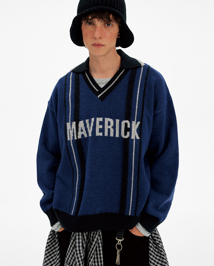 Color Block Letter Print Sweater