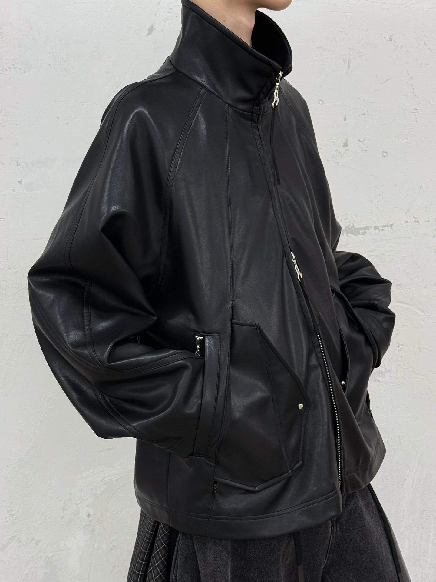 Multi-Pocket Leather Jacket