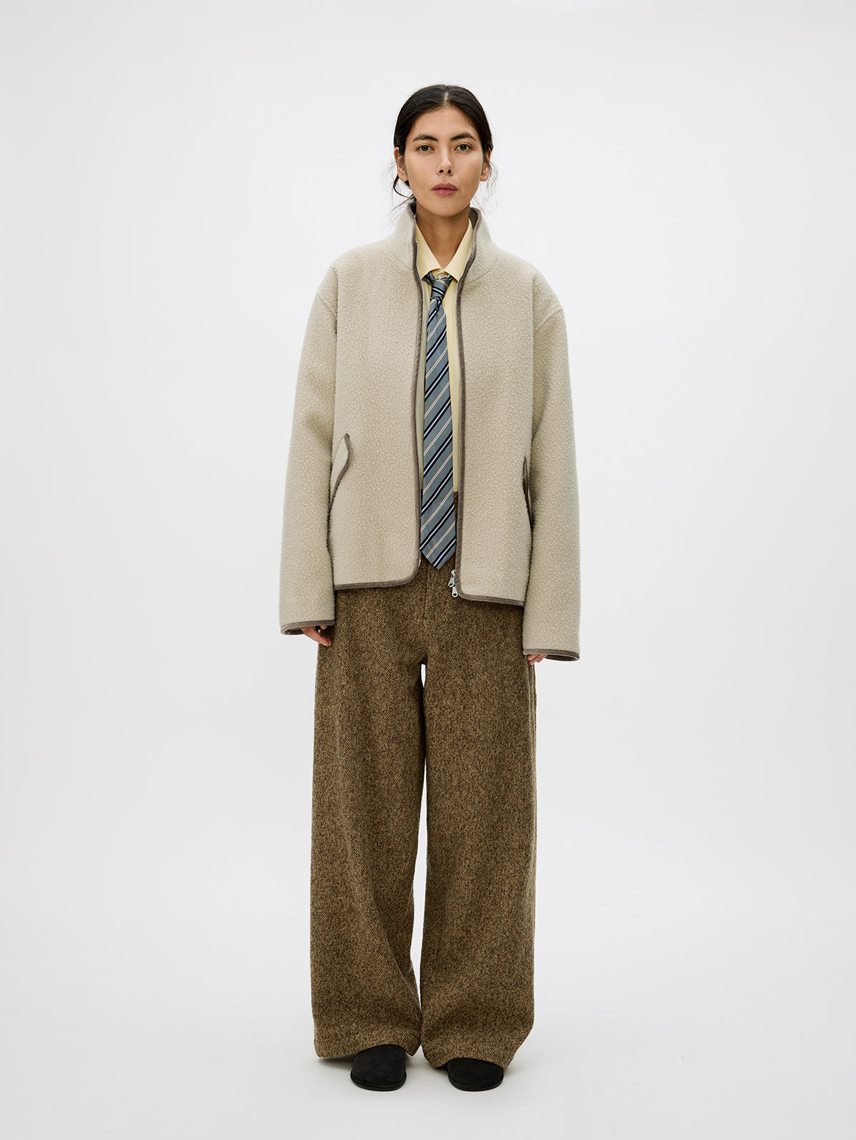 Color Block Zipper Casual Jacket