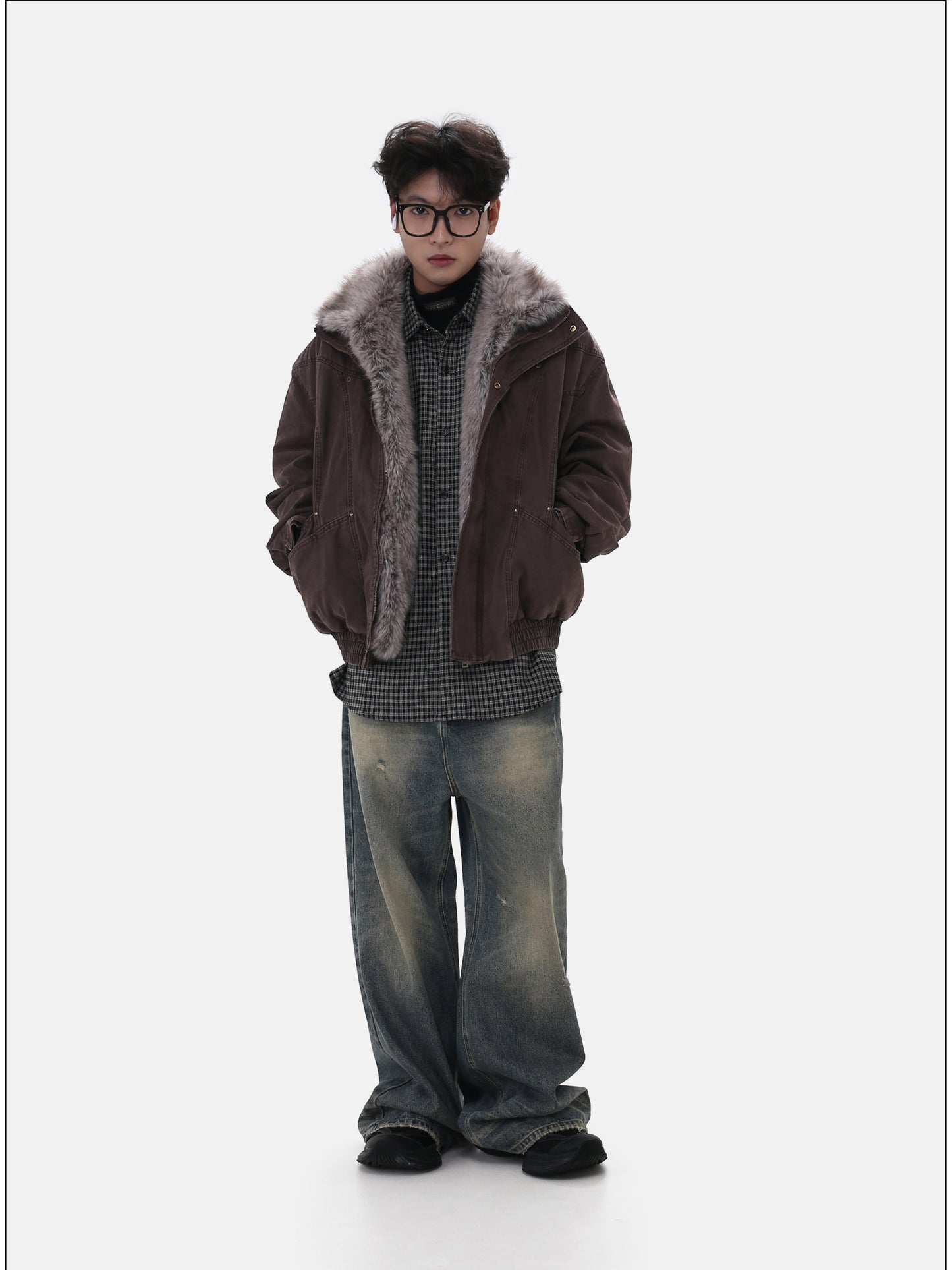 Detachable fur collar jacket