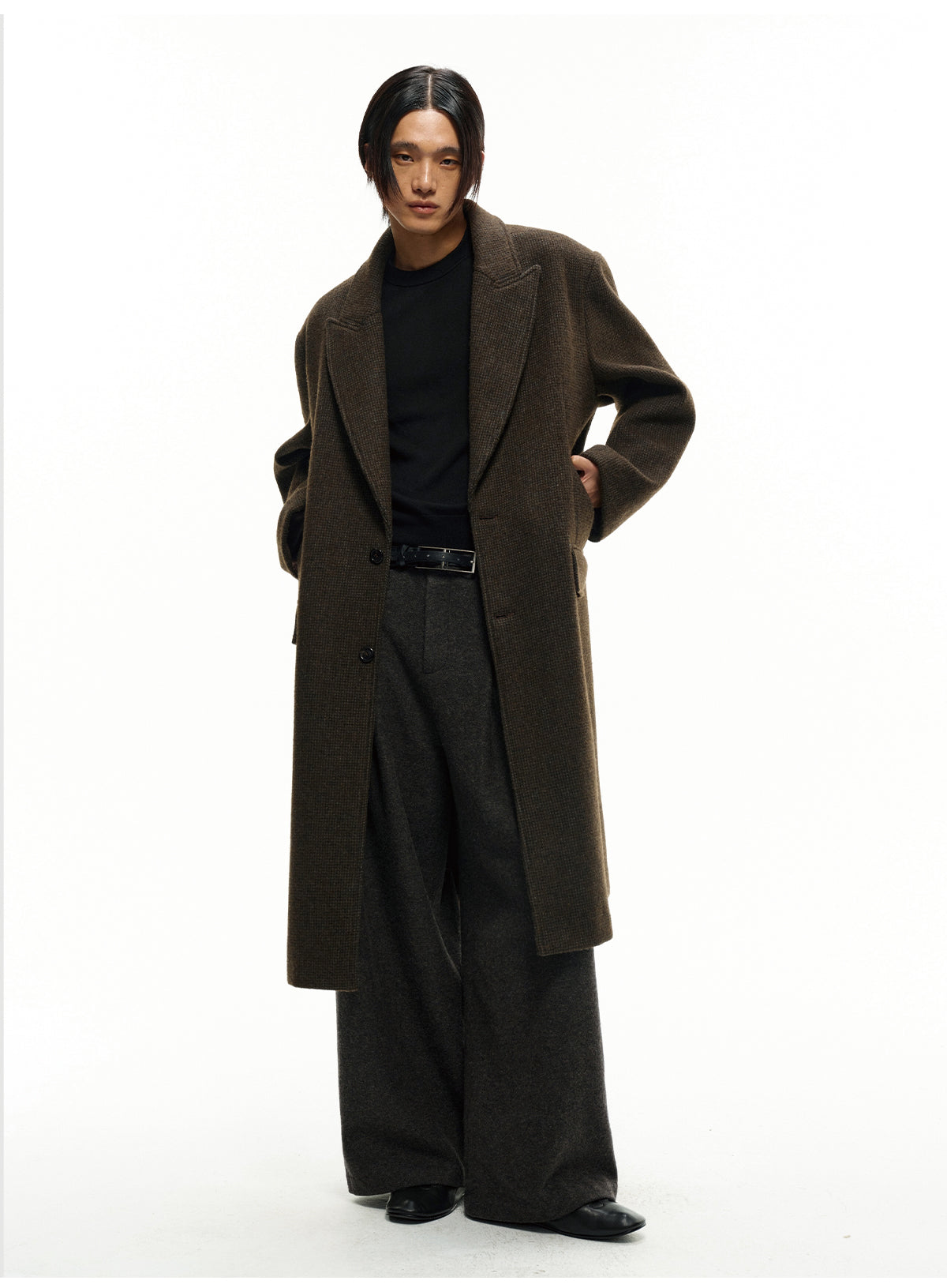 Houndstooth Peak Collar Coat