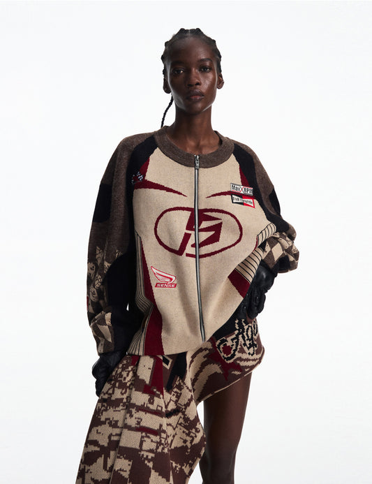 Contrast Color Knit Cardigan