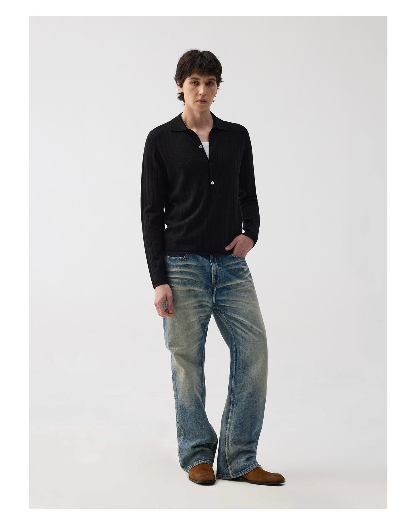 Vintage-style slightly flared denim pants
