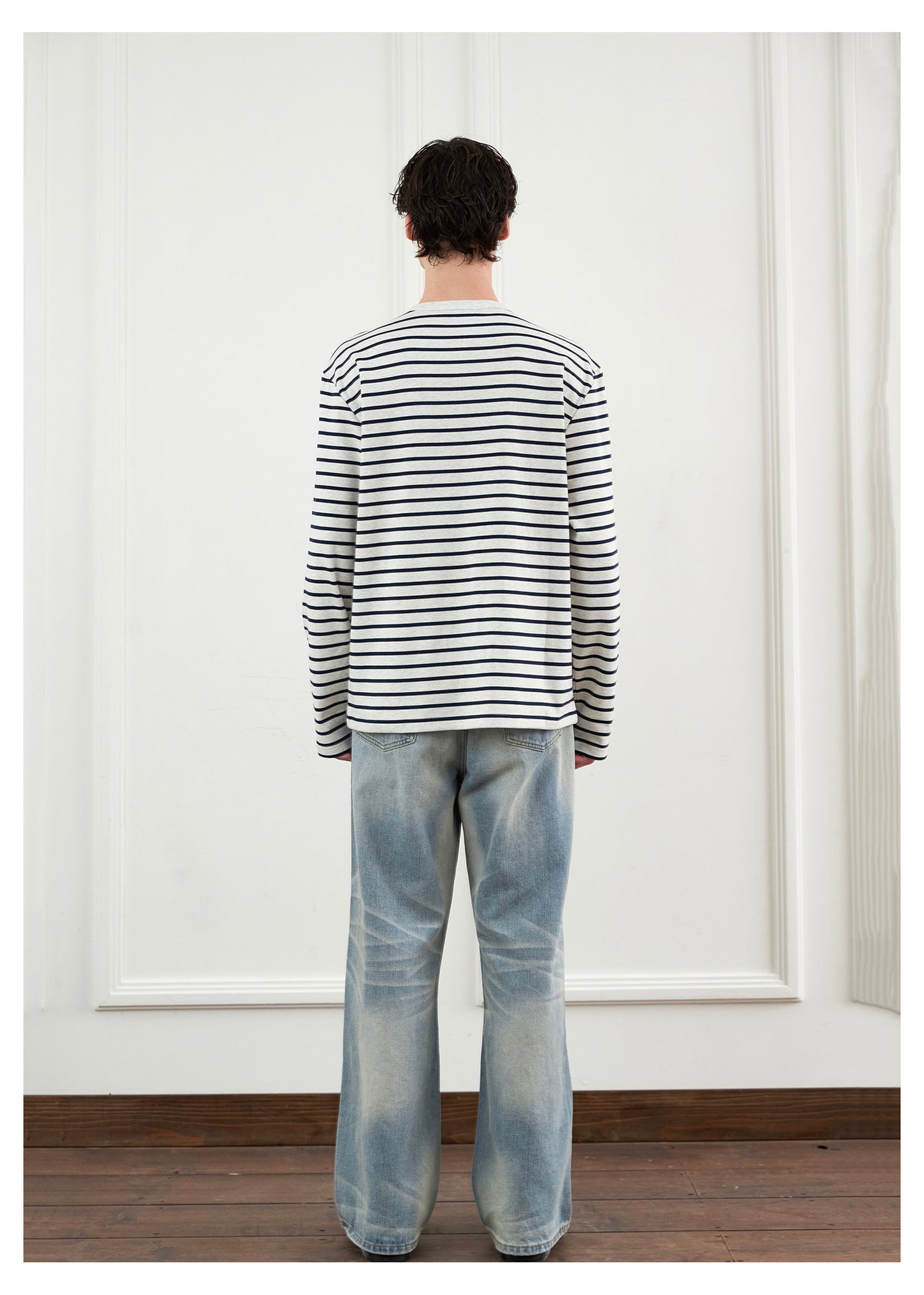 Striped Henley Collar T-Shirt