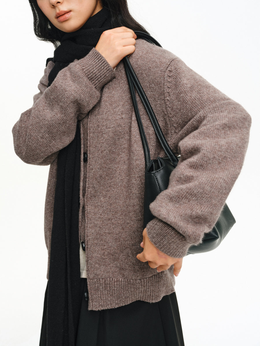 Cotton & Wool Crew Neck Cardigan