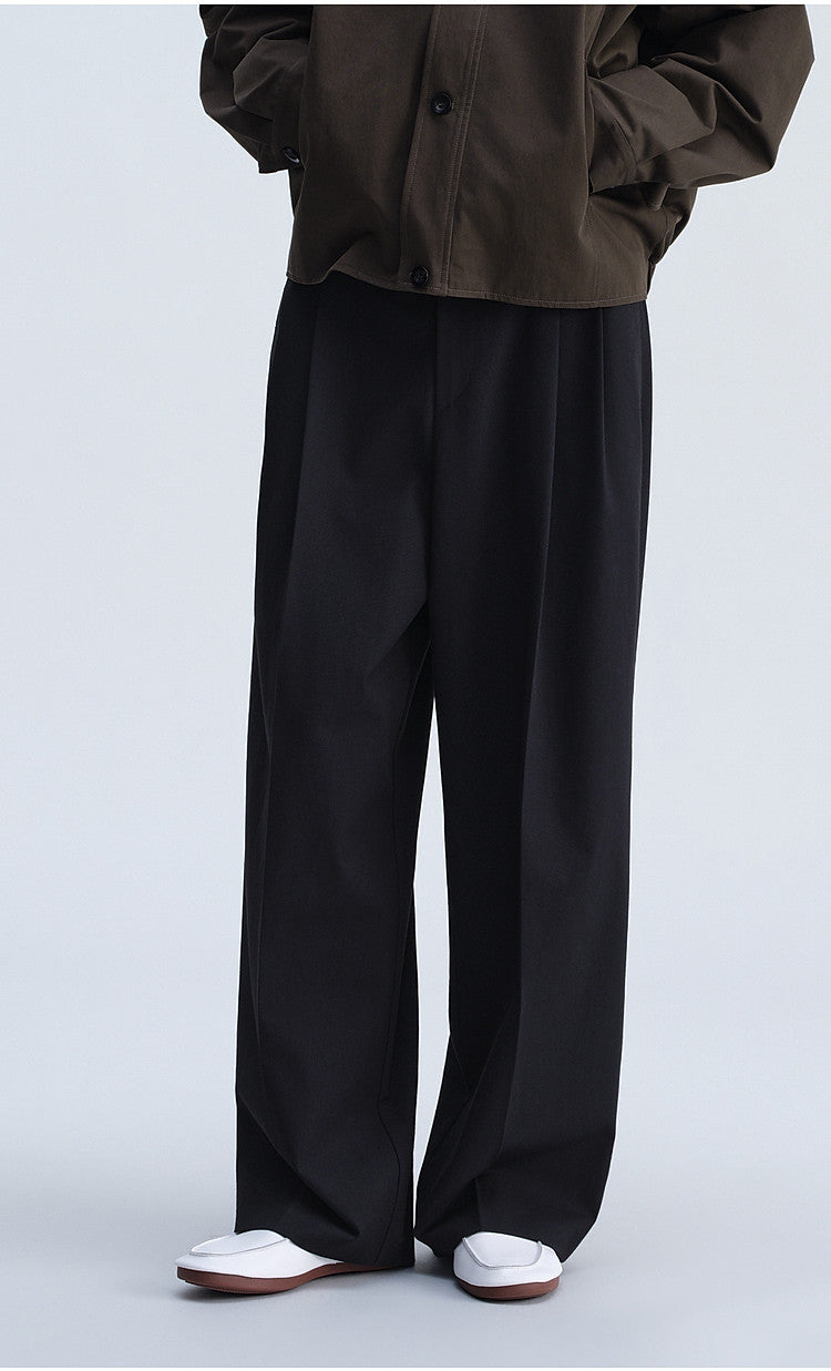 Vintage-Cut Drape Blend Casual Pants