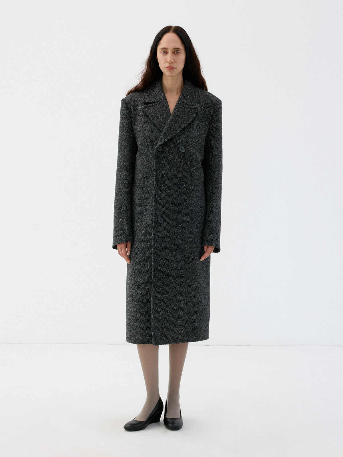 Vintage Herringbone Wool Coat