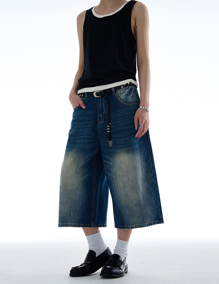 Old wash denim shorts