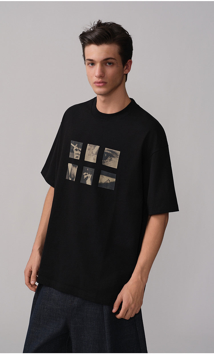 Silhouette Print Loose-Fit Casual T-Shirt