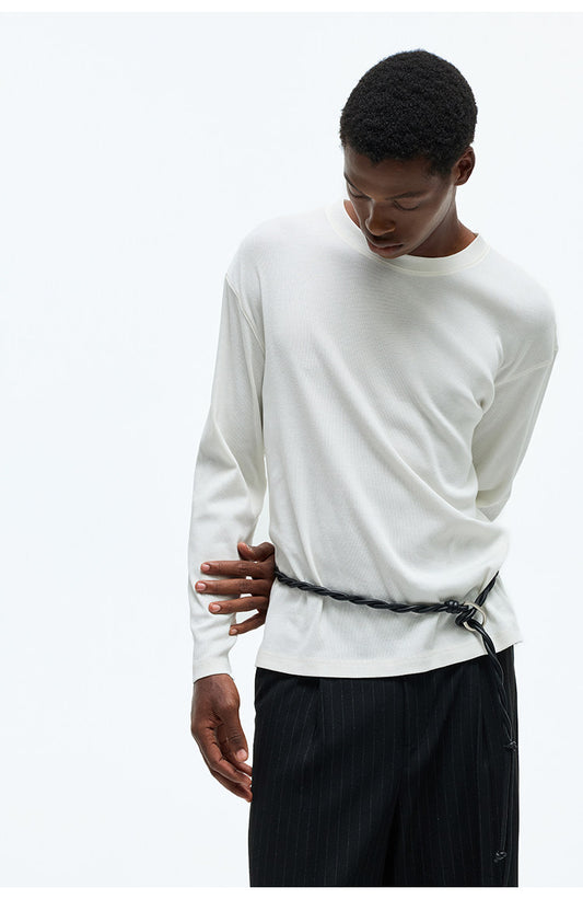 Narrow Crew Neck Basic T-Shirt