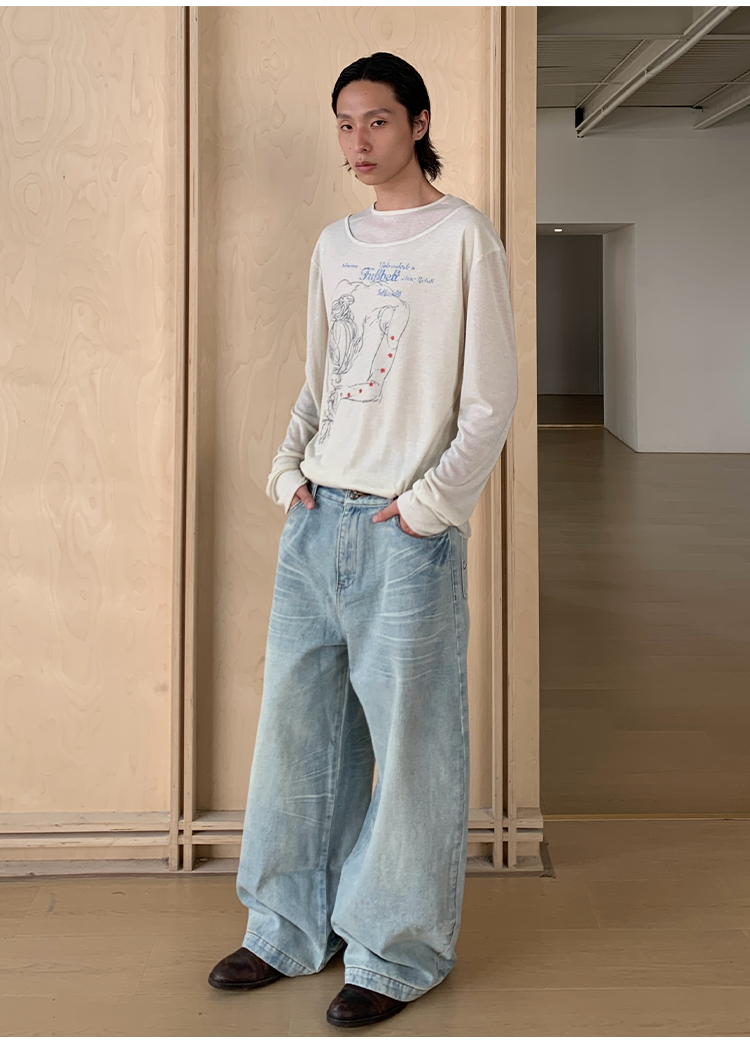 Double collar design T-shirt