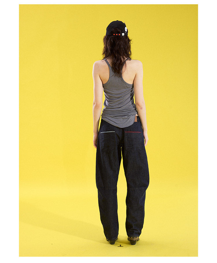Slim-Fit Pleated Denim Pants