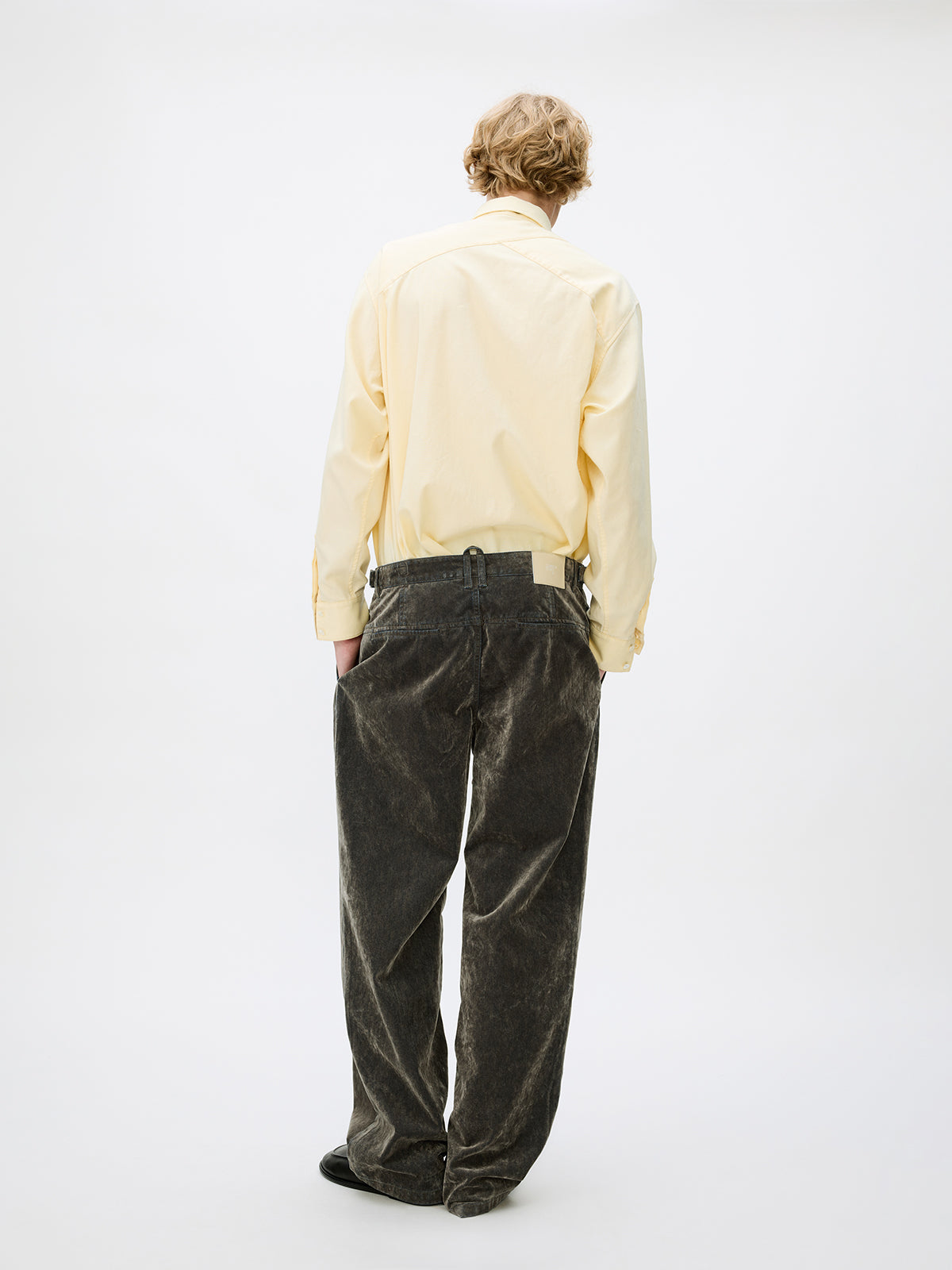 Adjustable Button Flock Denim Pants