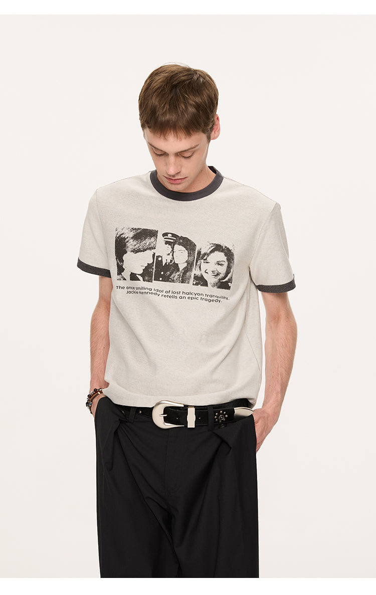 Contrast color shoulder T-shirt