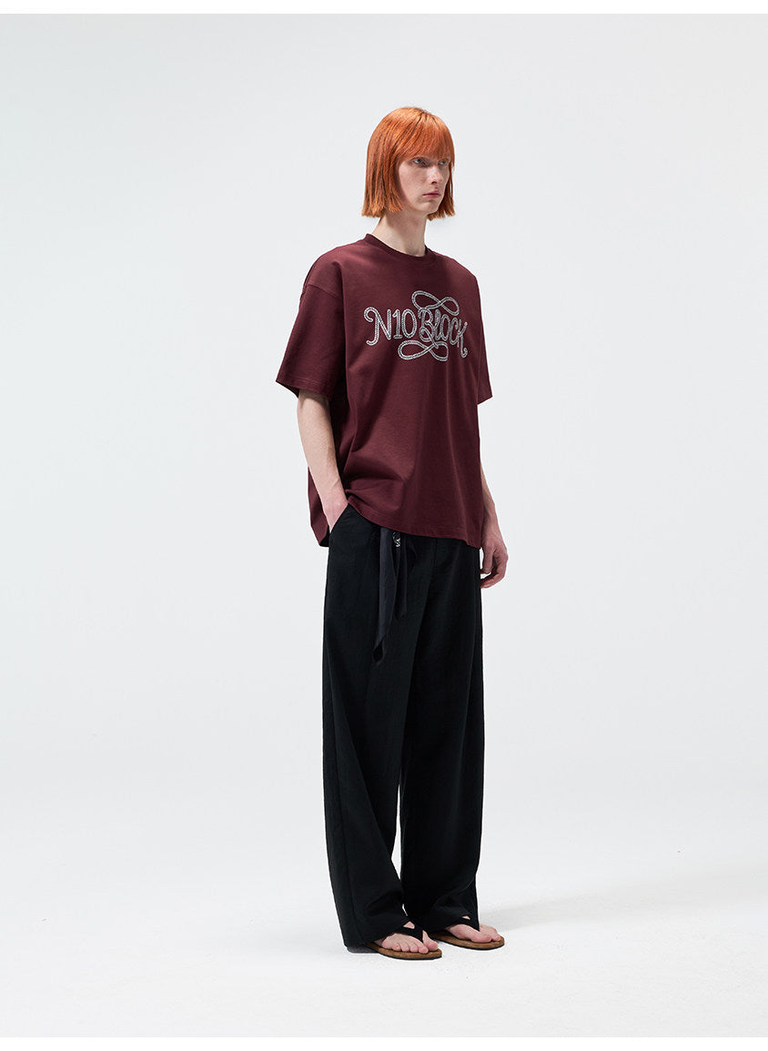 Water-Based Paste Print Crew Neck T-Shirt