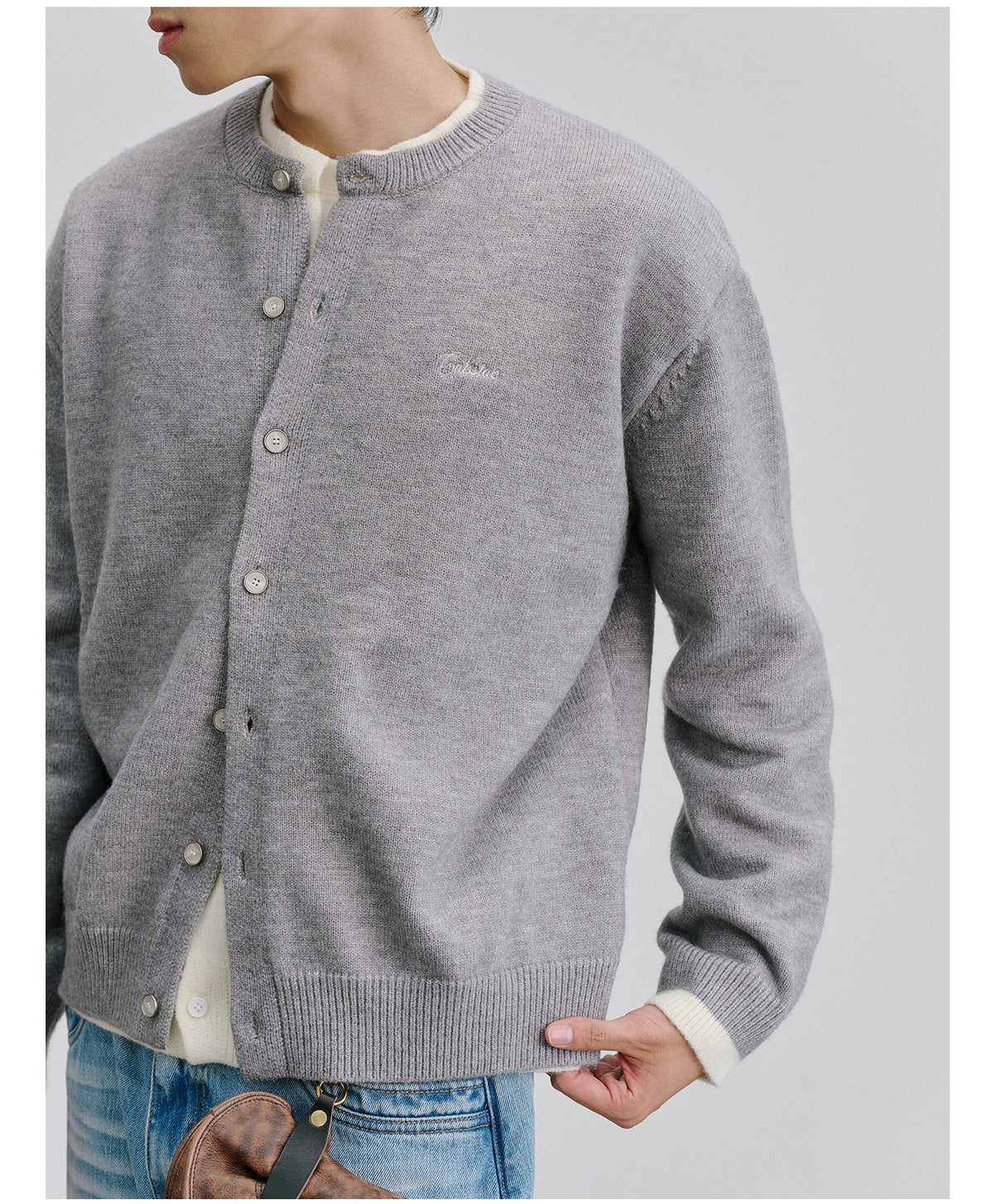 Clean-Fit Faux Two-Piece Cardigan