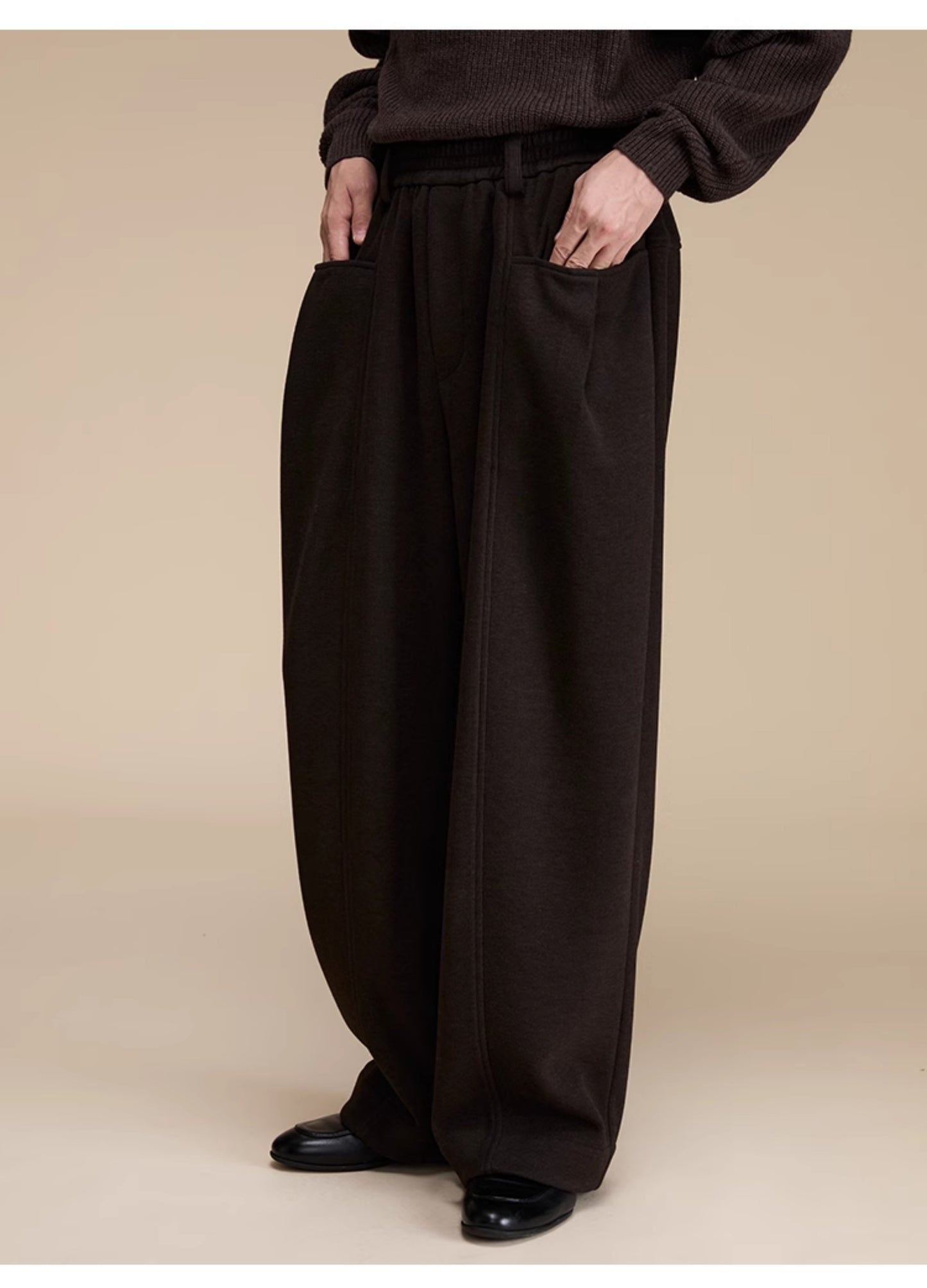 Wool blend elastic waist sweatpants