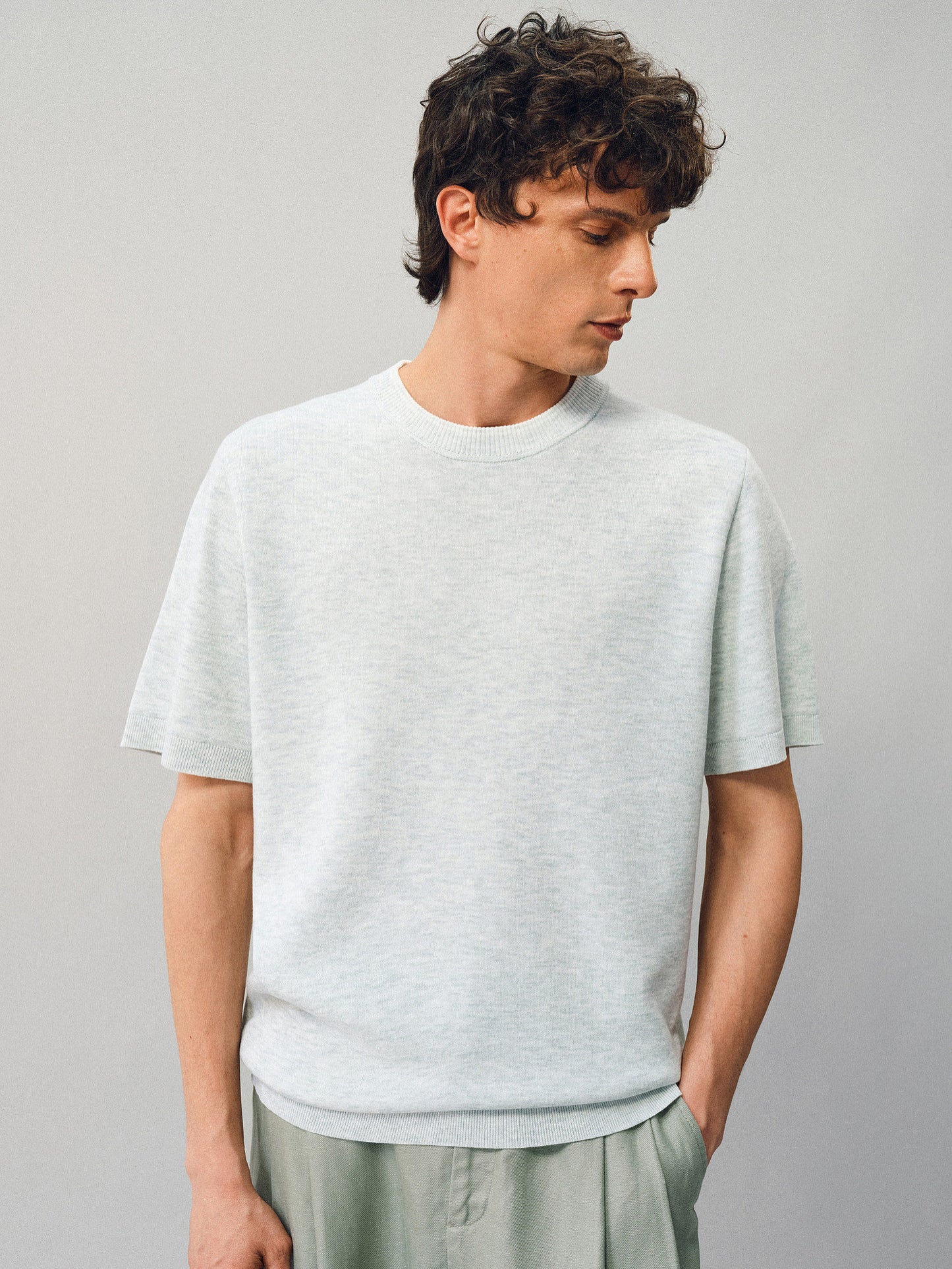 Knit shirt with contrasting trim