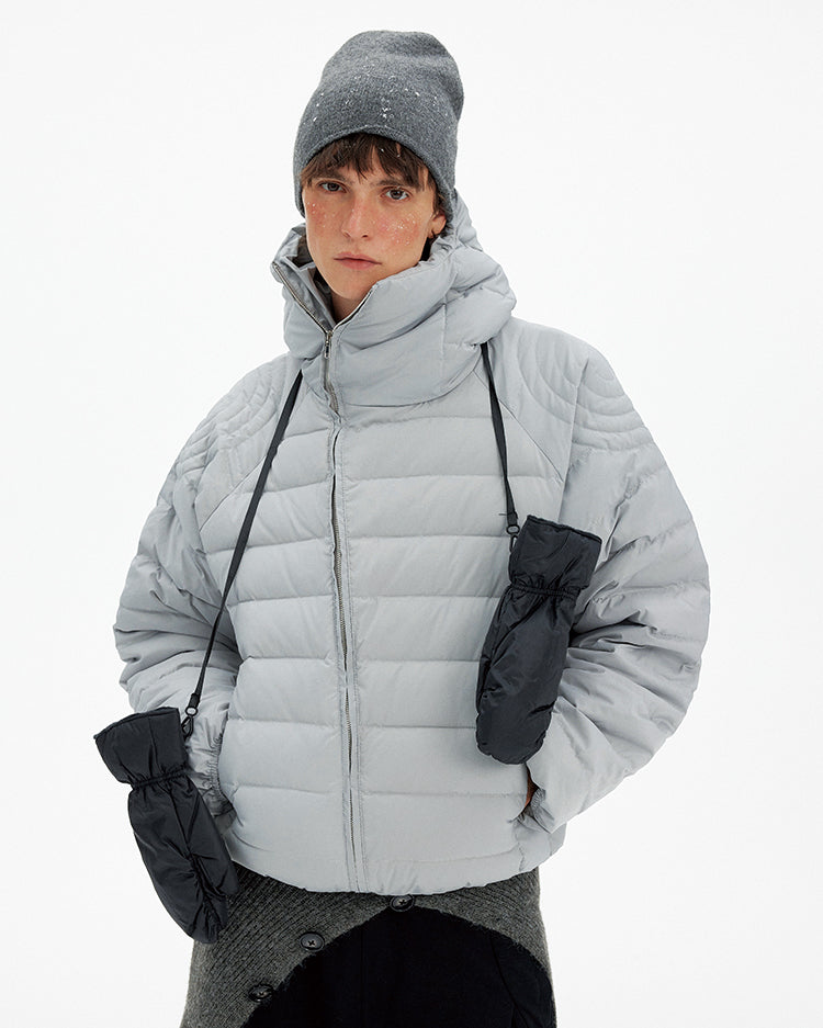 Unisex Diagonal Zipper Down Jacket