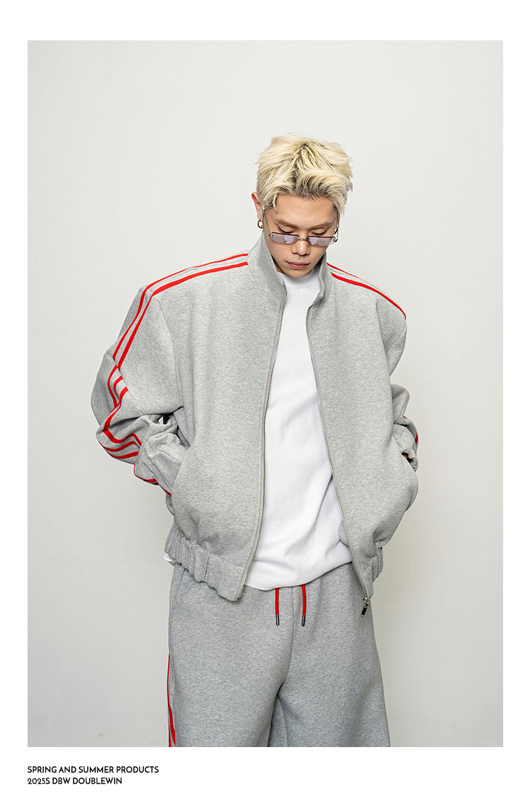 Rope Contrast Color Sweatshirt Set