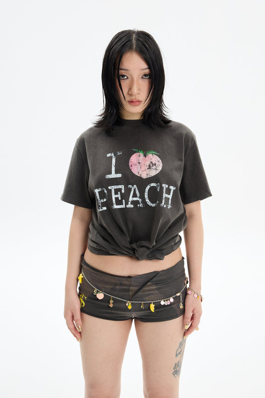 Peach Wash Print T-Shirt