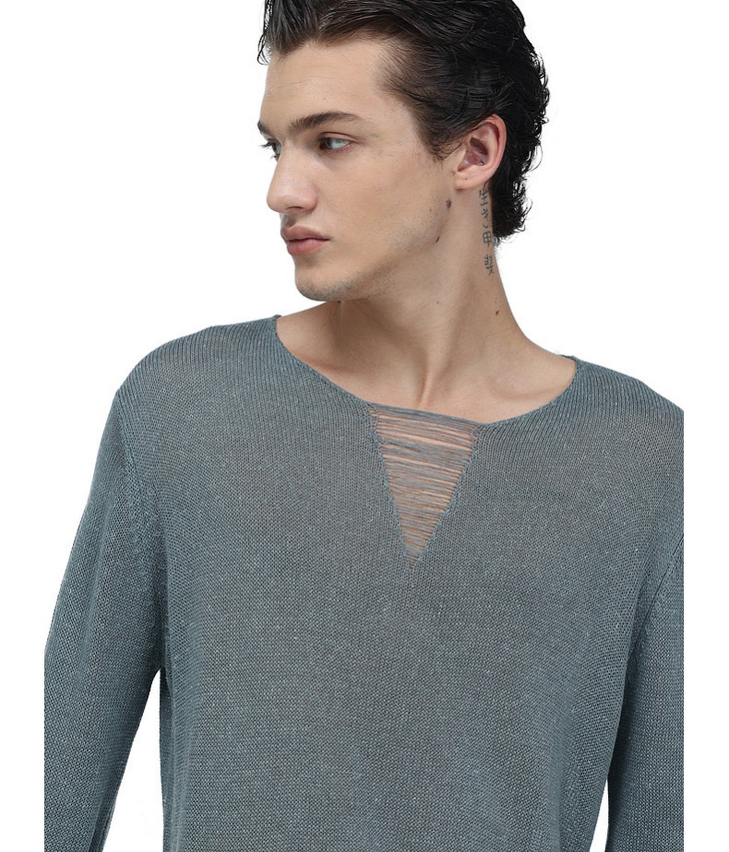 V-Neck Drawstring Lightweight Knit Shirt