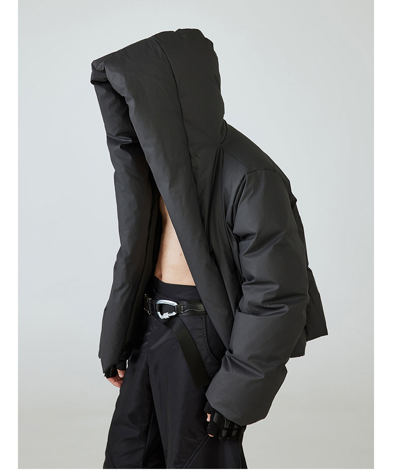 Buttonless Hooded Down Jacket