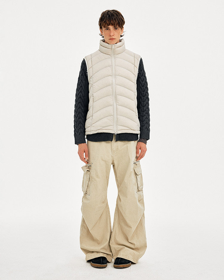 Simple Rib Collar Down Vest