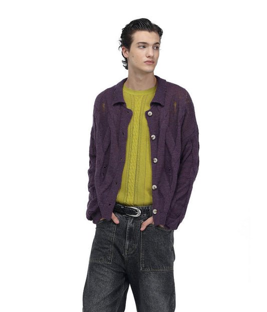 3D Cable-Knit Cardigan